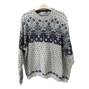 VTG Fieldmaster Men's 2XL Fair Isle Nordic Sweater Made in USA 100% Cotton Snow
